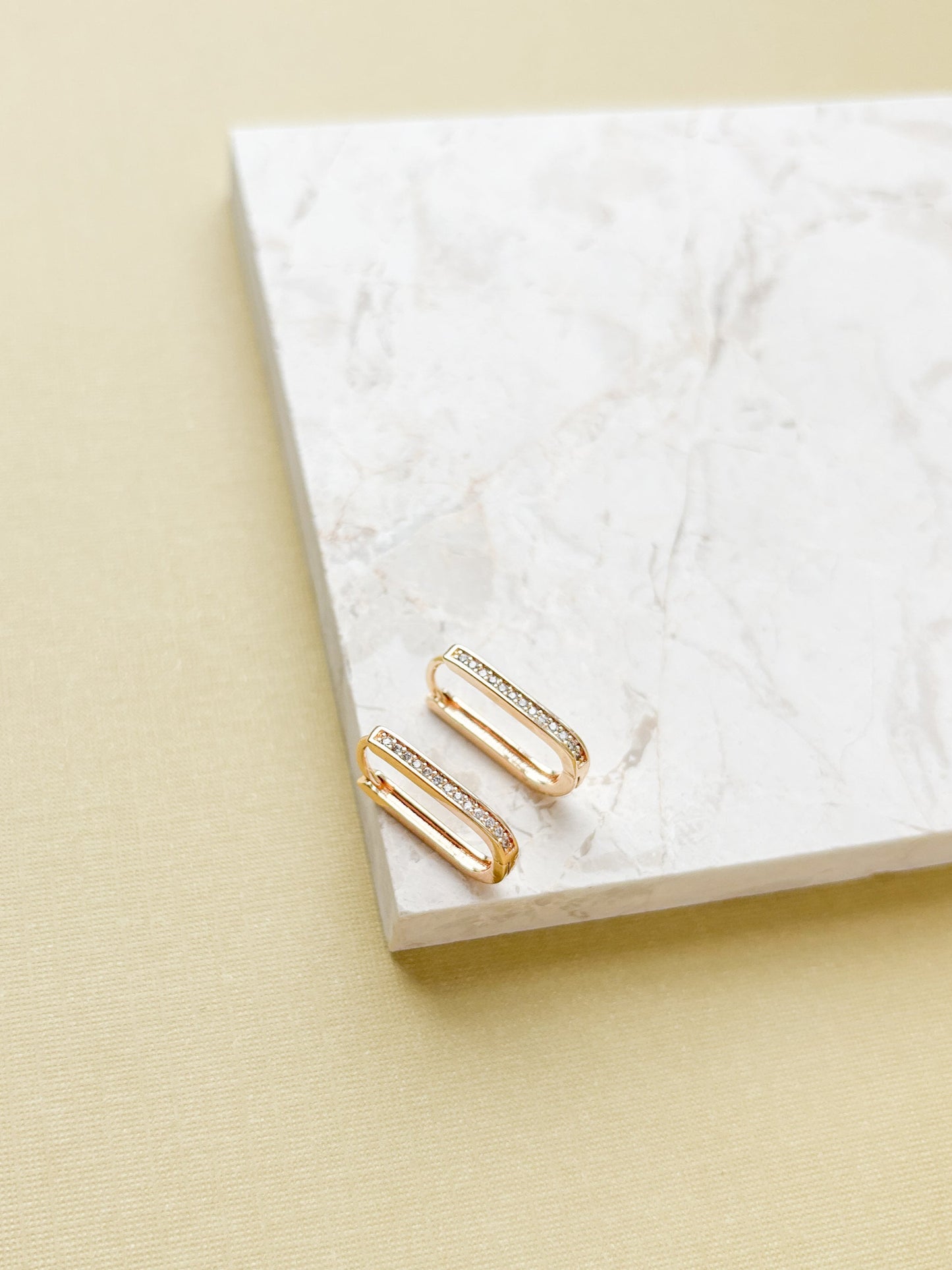 Rectangular Pave Hoops