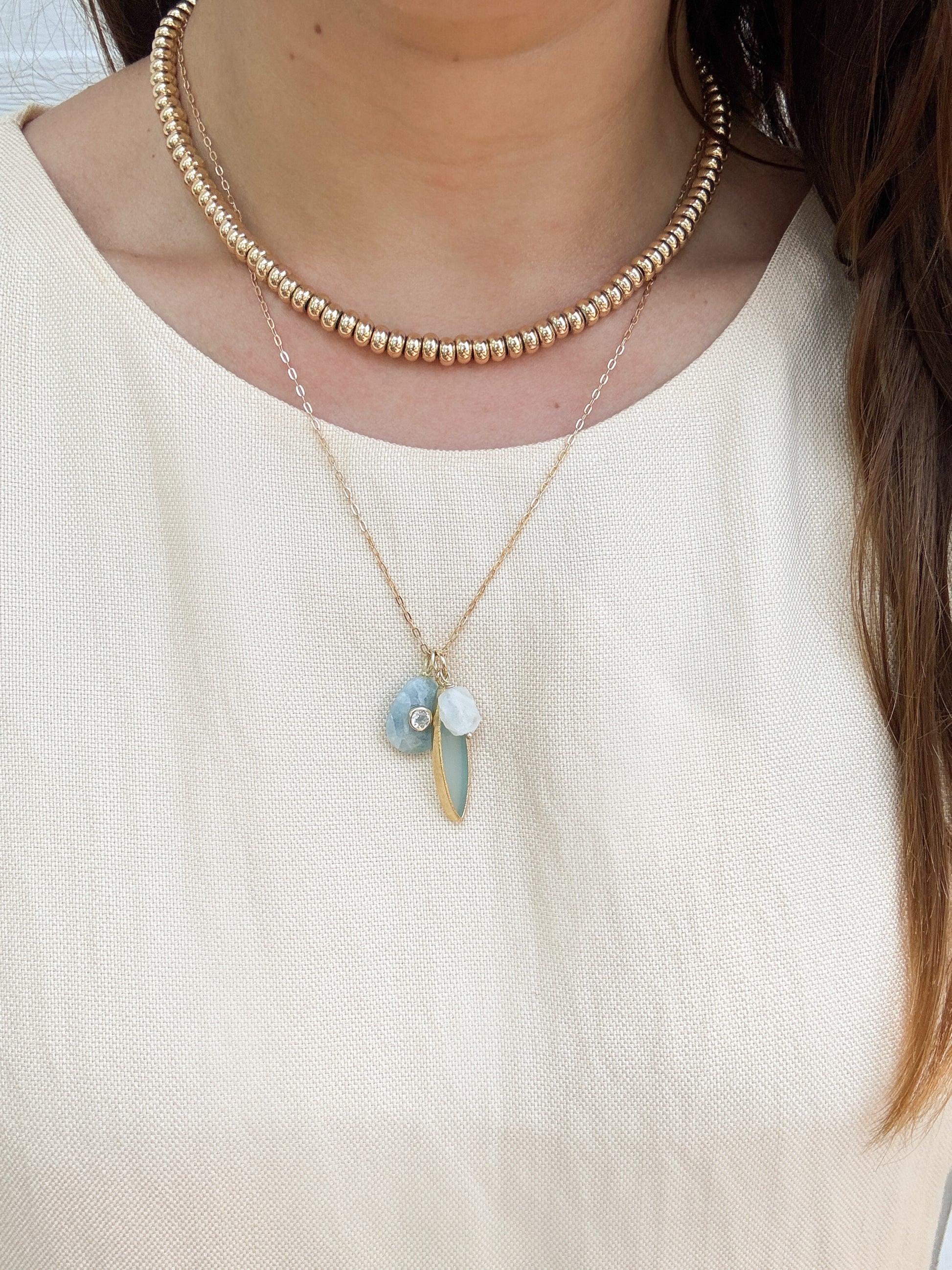 Aqua Charm Cluster Necklace