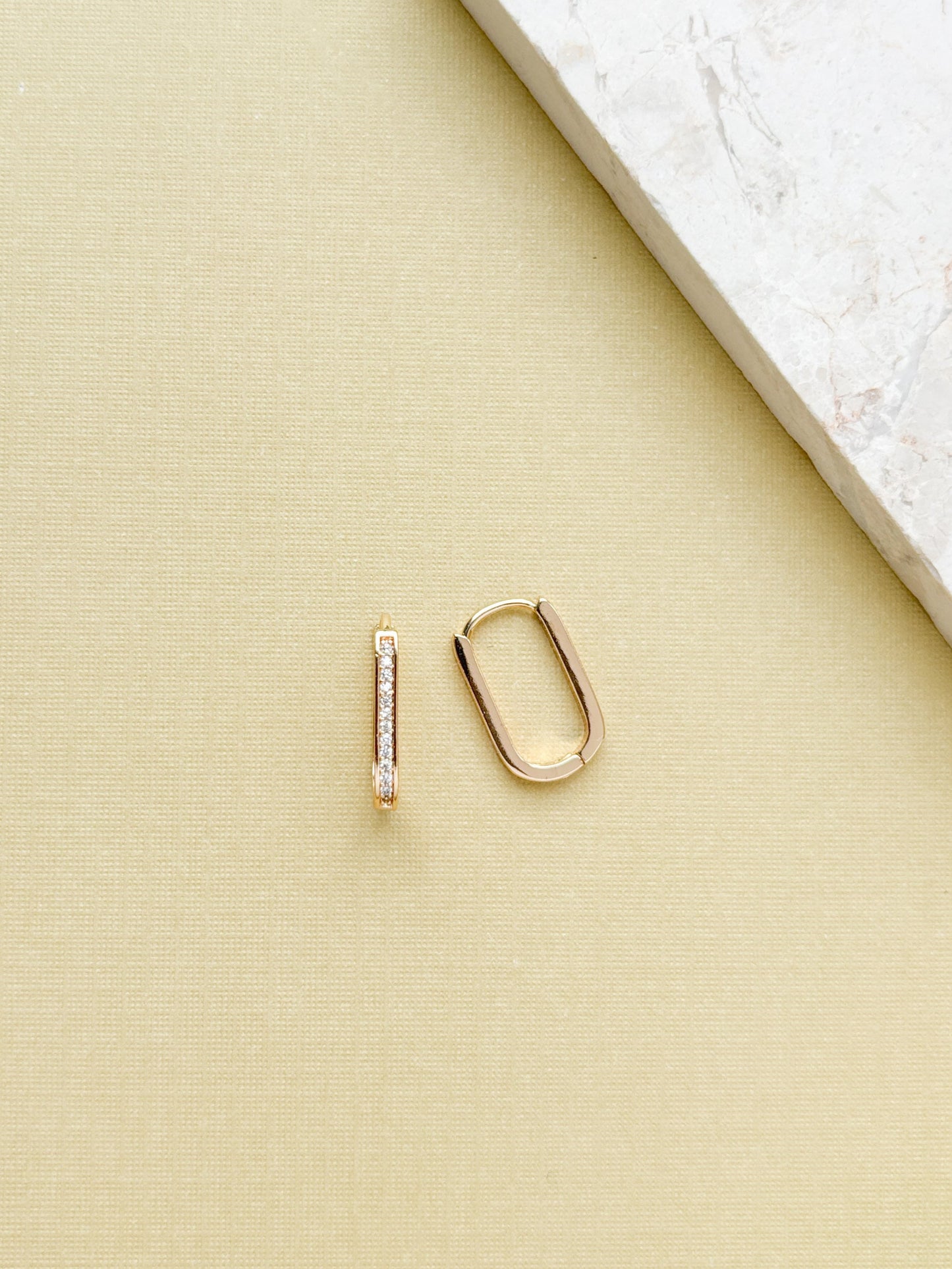 Rectangular Pave Hoops