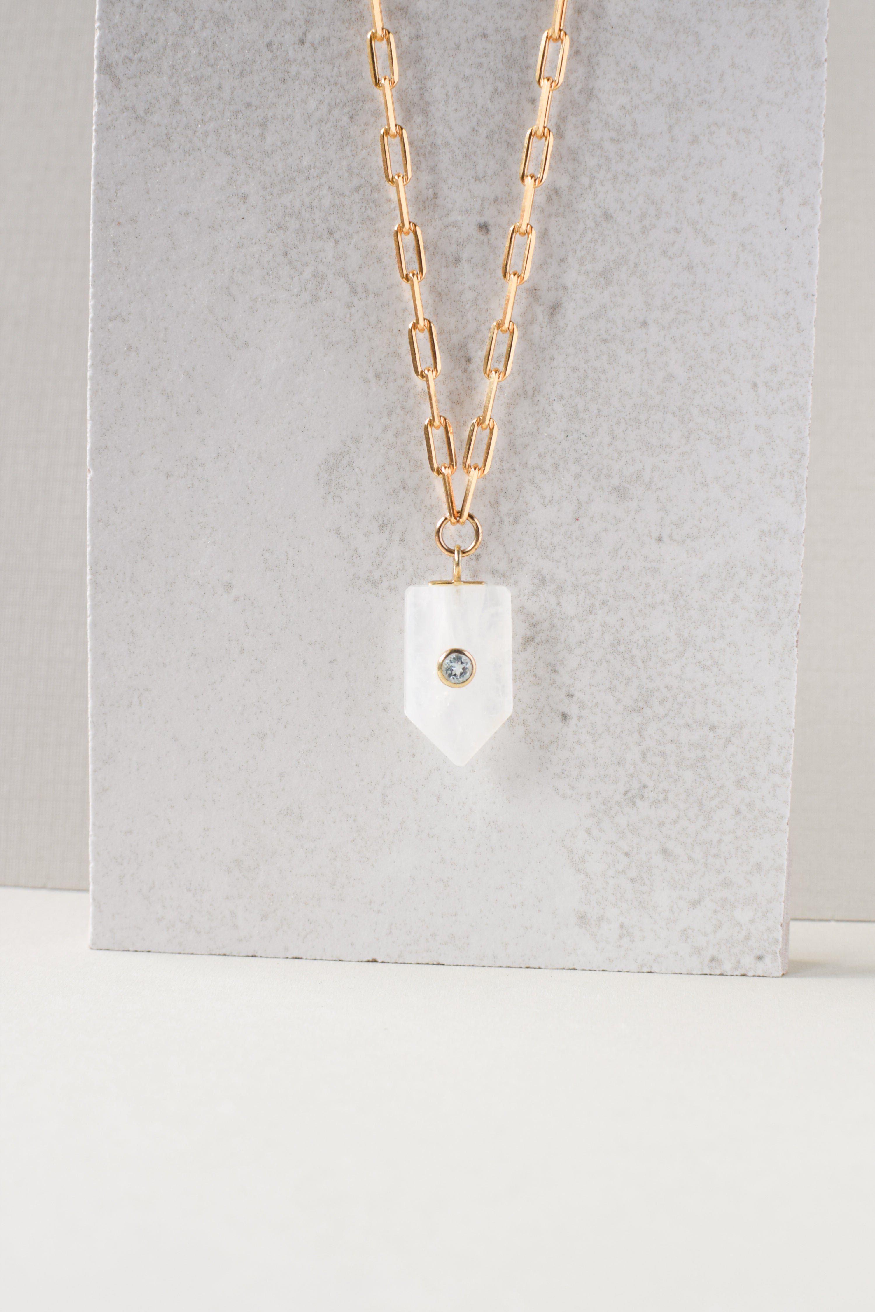 RAINBOW MOONSTONE SHEILD NECKLACE