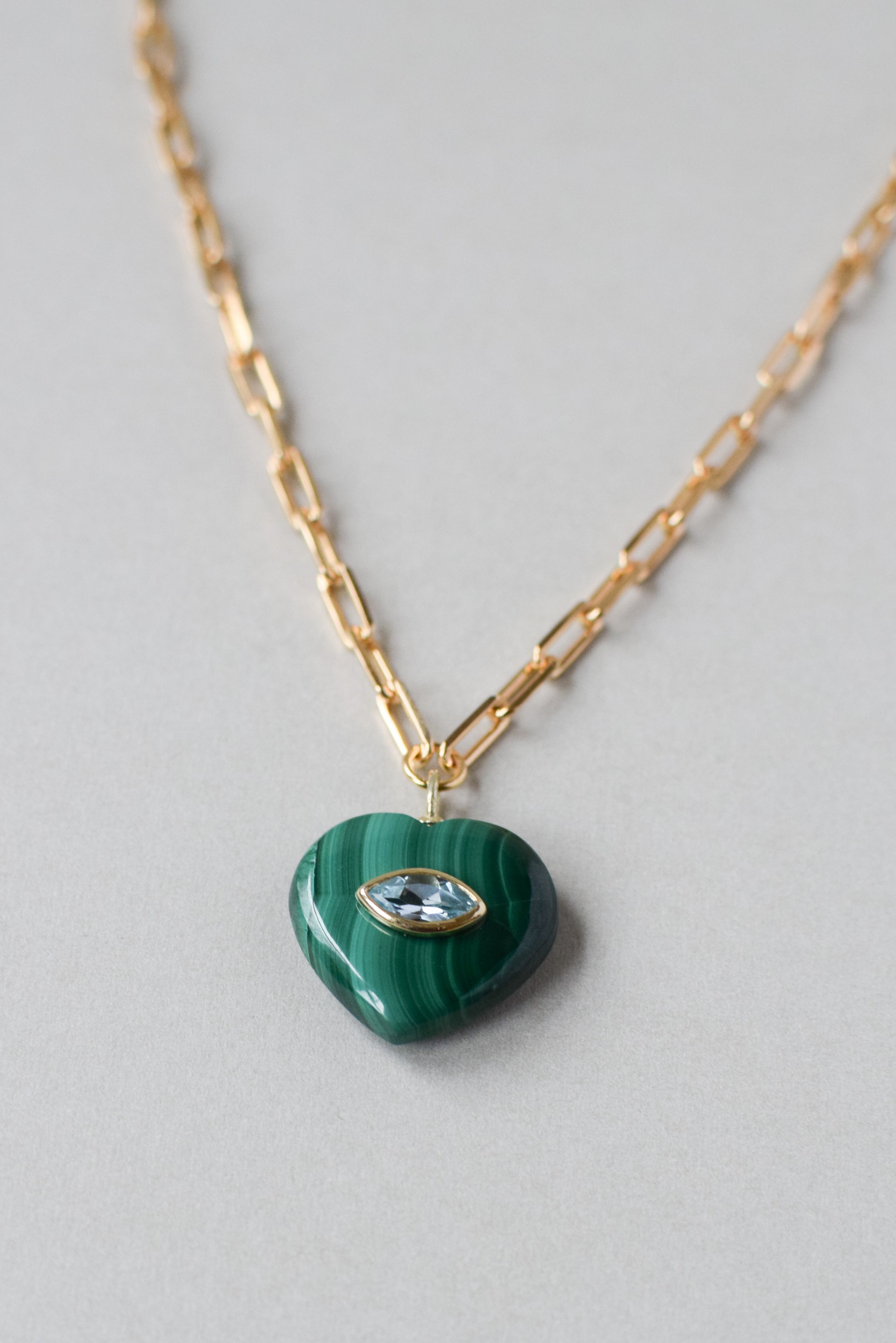 EVIL EYE HEART PENDANT - MALACHITE