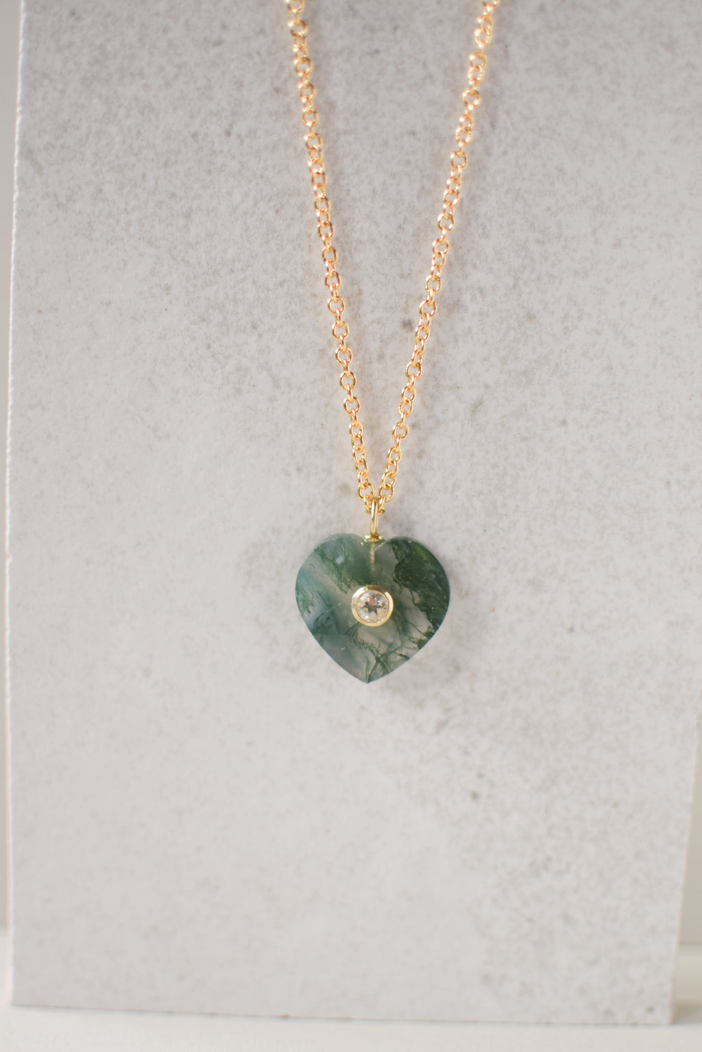 MOSS AGATE HEART NECKLACE
