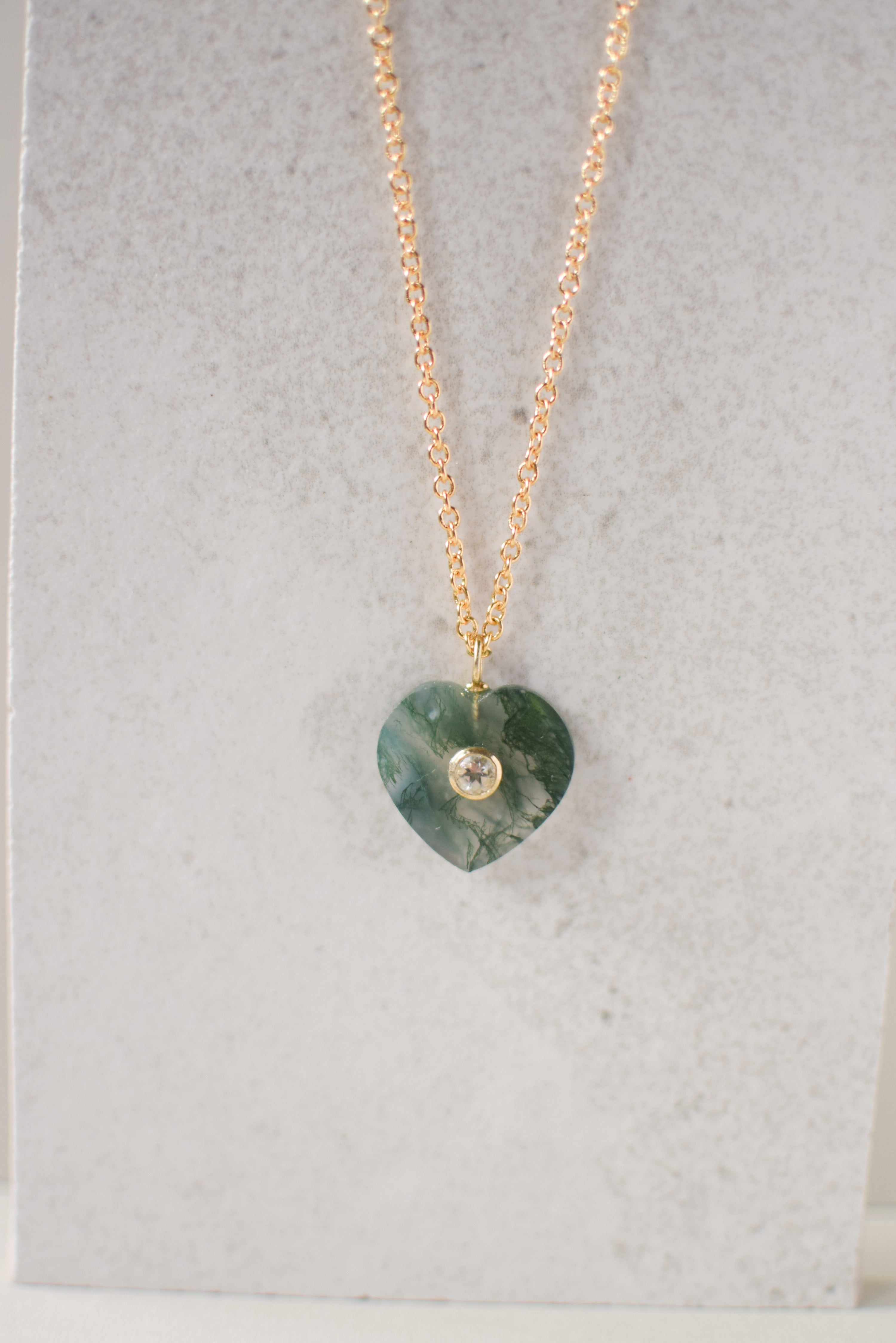 MOSS AGATE HEART NECKLACE