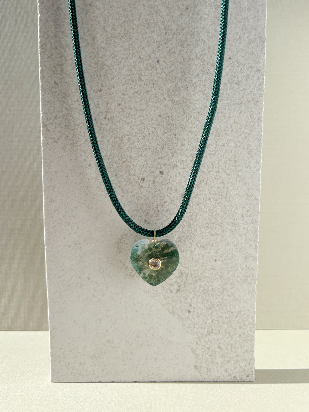 MOSS AGATE HEART NECKLACE