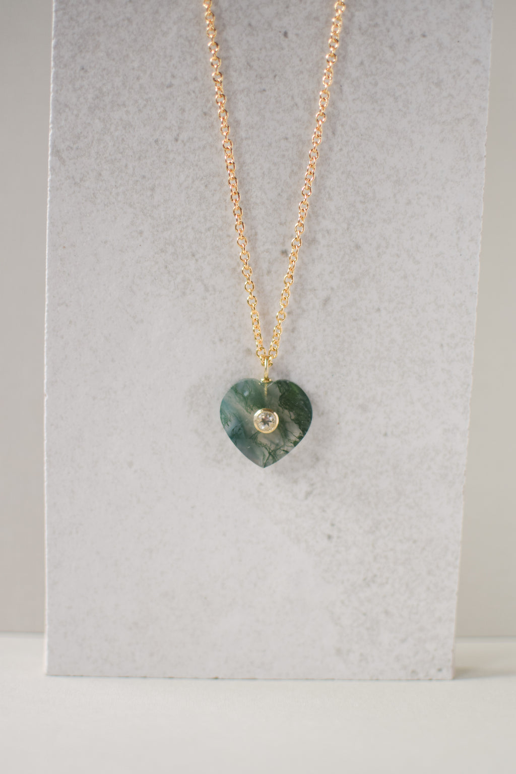 MOSS AGATE HEART NECKLACE
