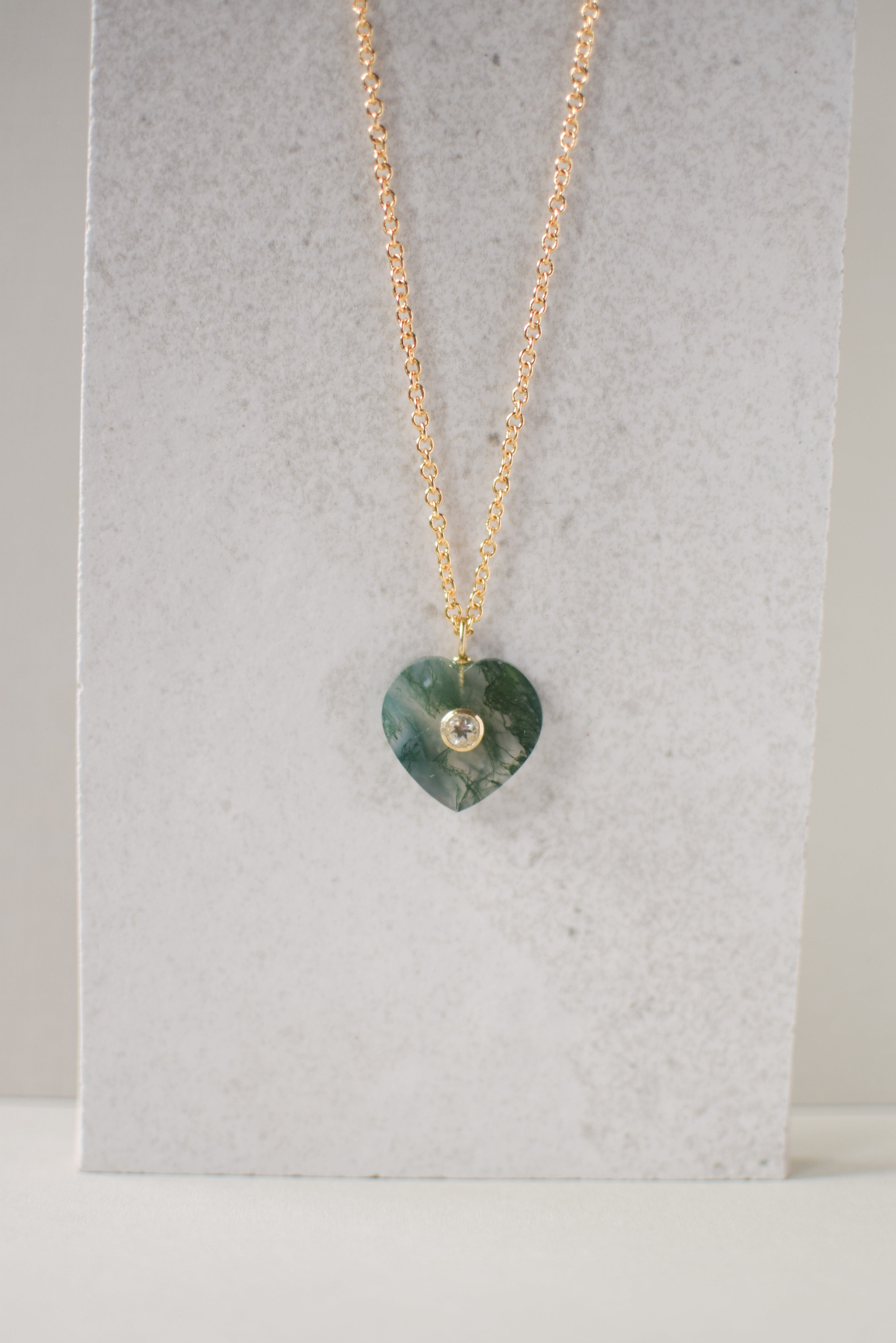 MOSS AGATE HEART NECKLACE