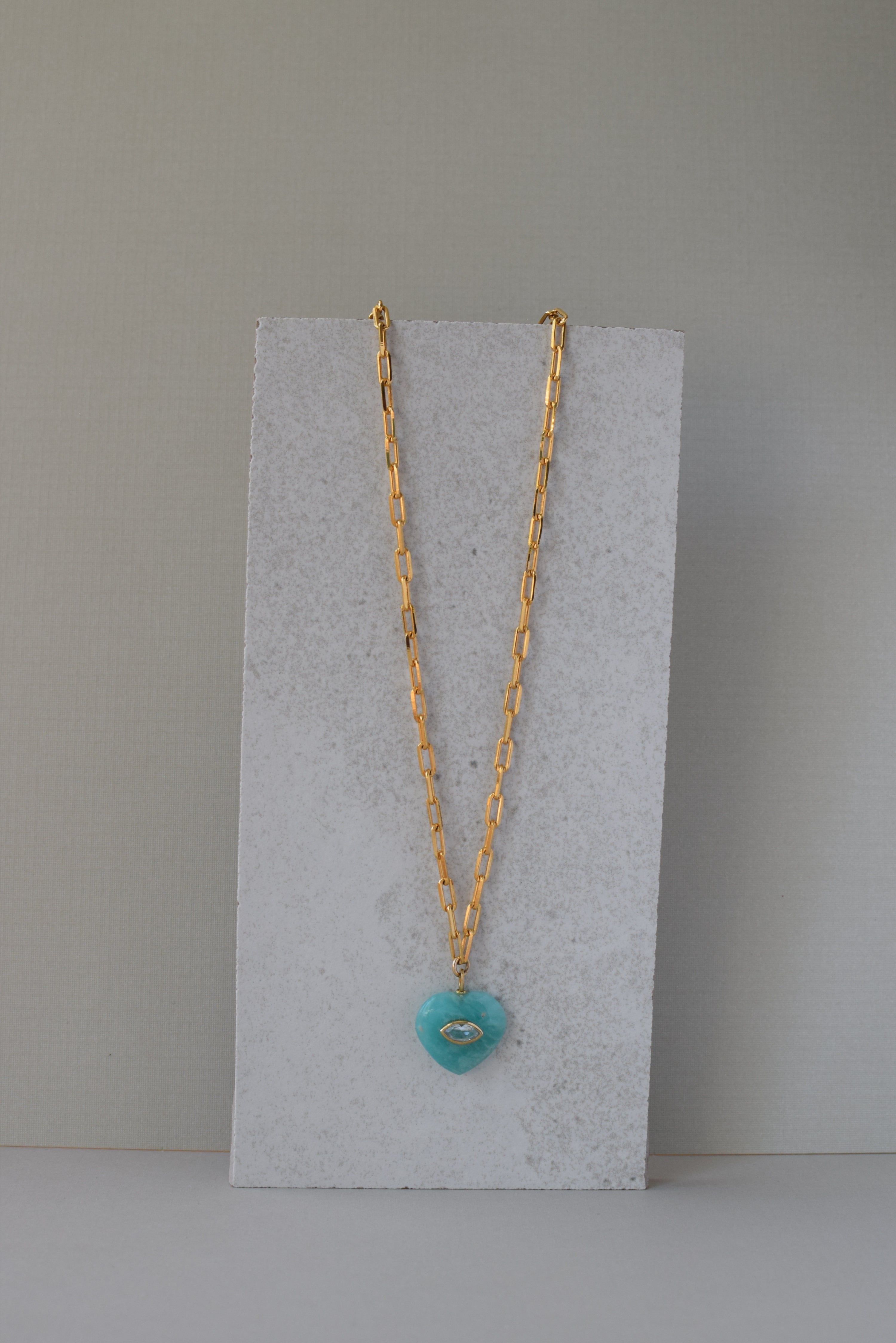 EVIL EYE HEART NECKLACE / AMAZONITE
