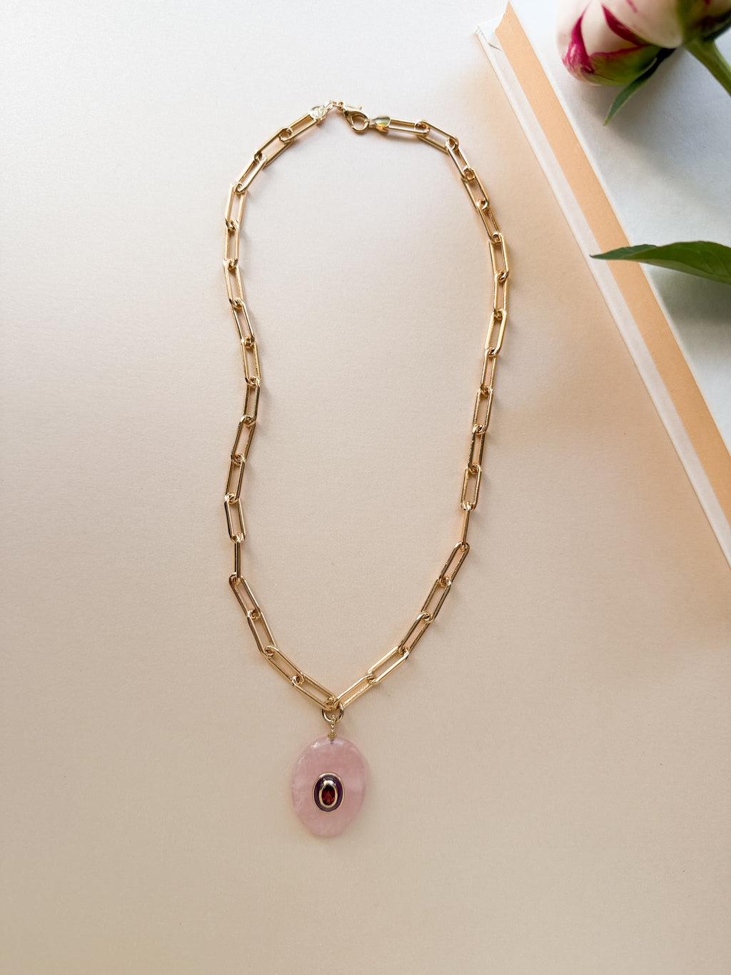 ICON Pendant Necklace / ROSE QUARTZ