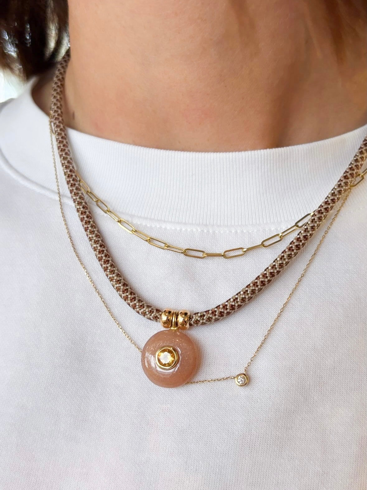 LUXE POWER CORD / PEACH MOONSTONE