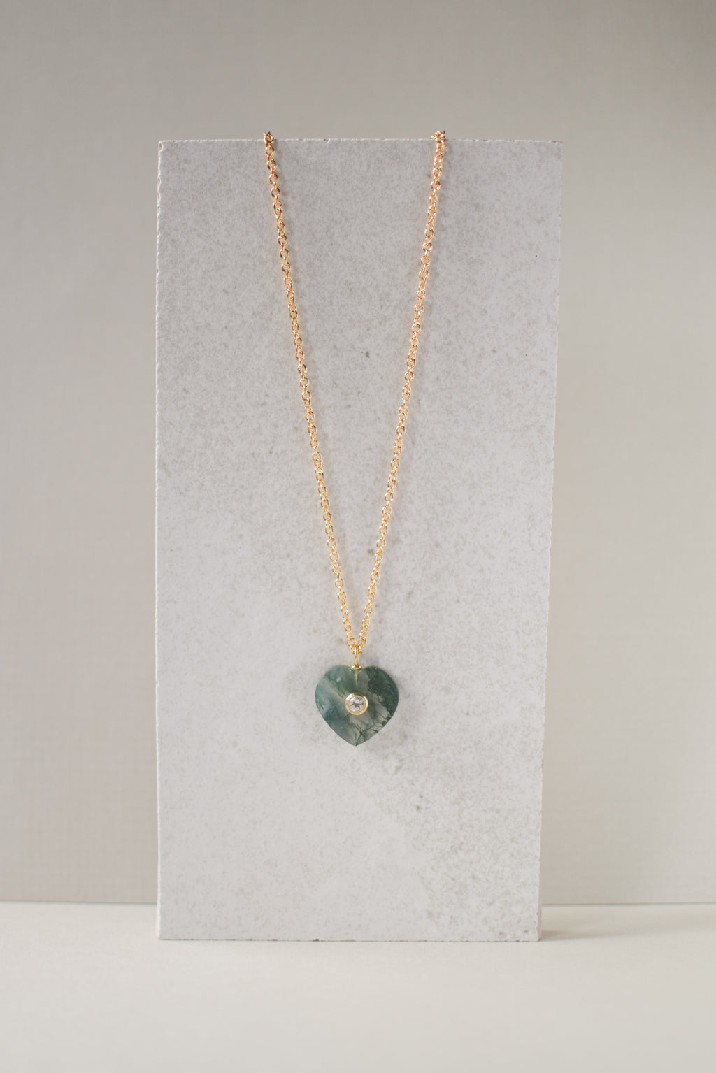 MOSS AGATE HEART NECKLACE
