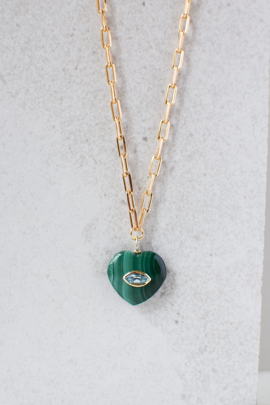 EVIL EYE HEART PENDANT - MALACHITE