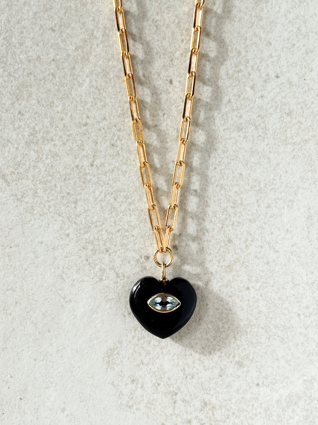 EVIL EYE HEART NECKLACE - ONYX