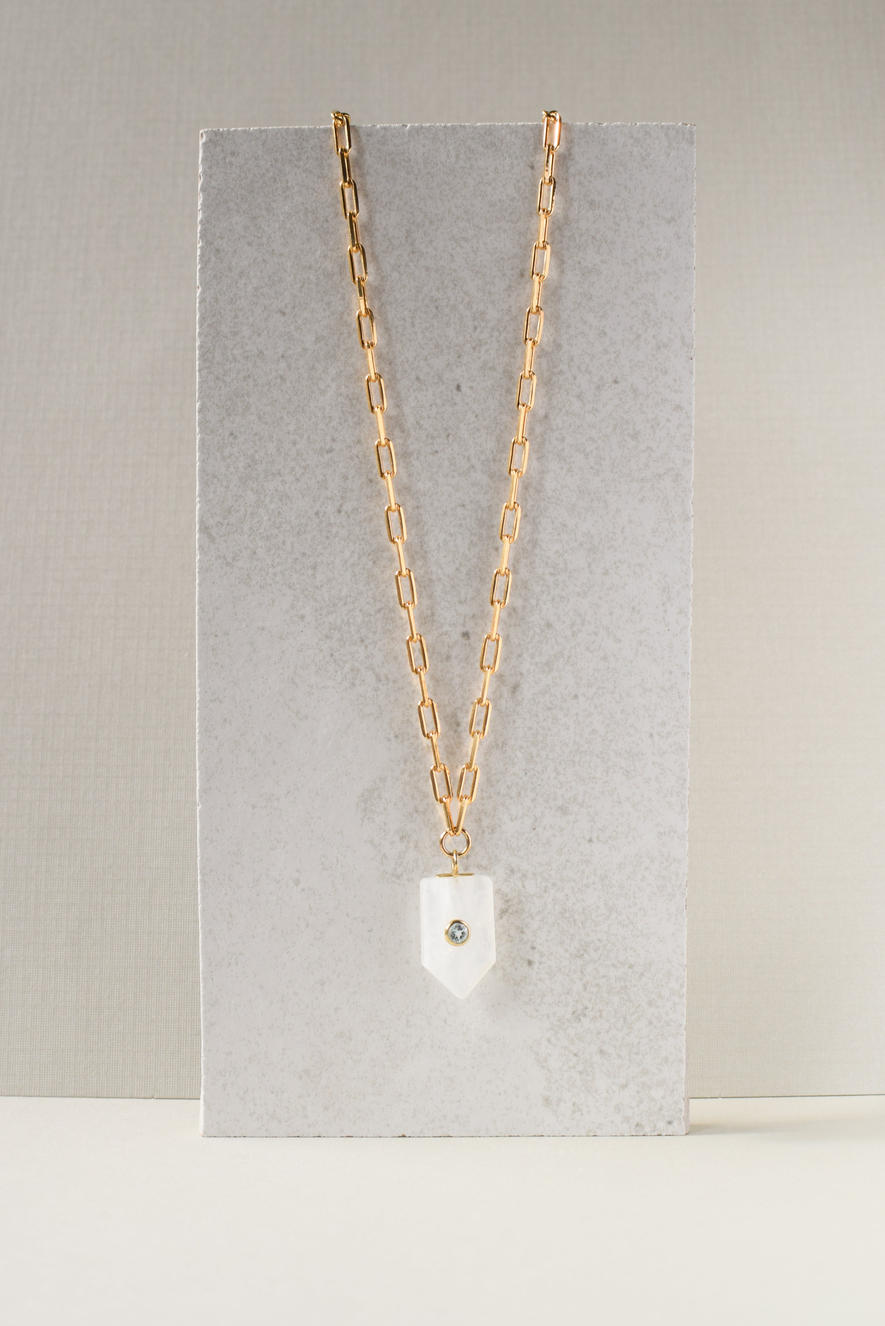 RAINBOW MOONSTONE SHEILD NECKLACE