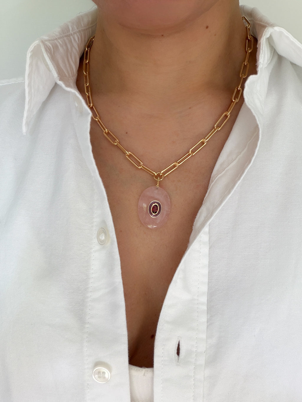 ICON Pendant Necklace / ROSE QUARTZ