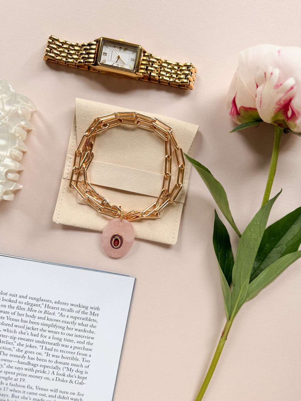 ICON Pendant Necklace / ROSE QUARTZ