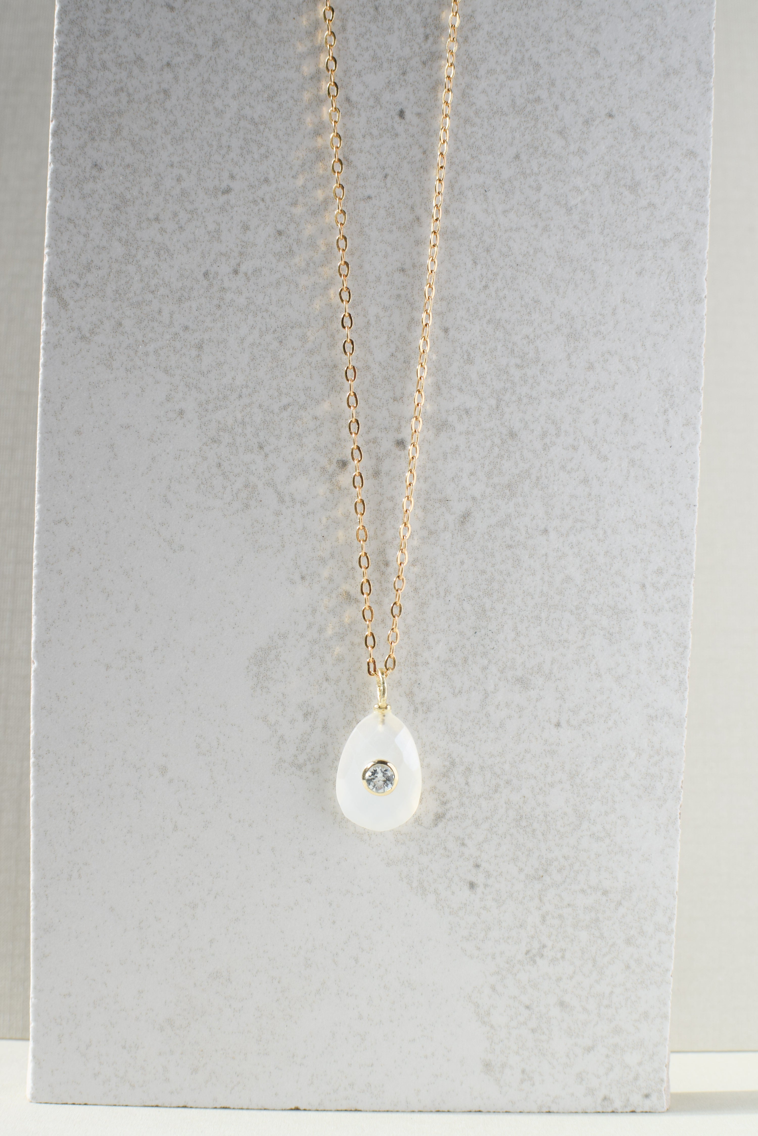 PEACH MOONSTONE TEAR NECKLACE