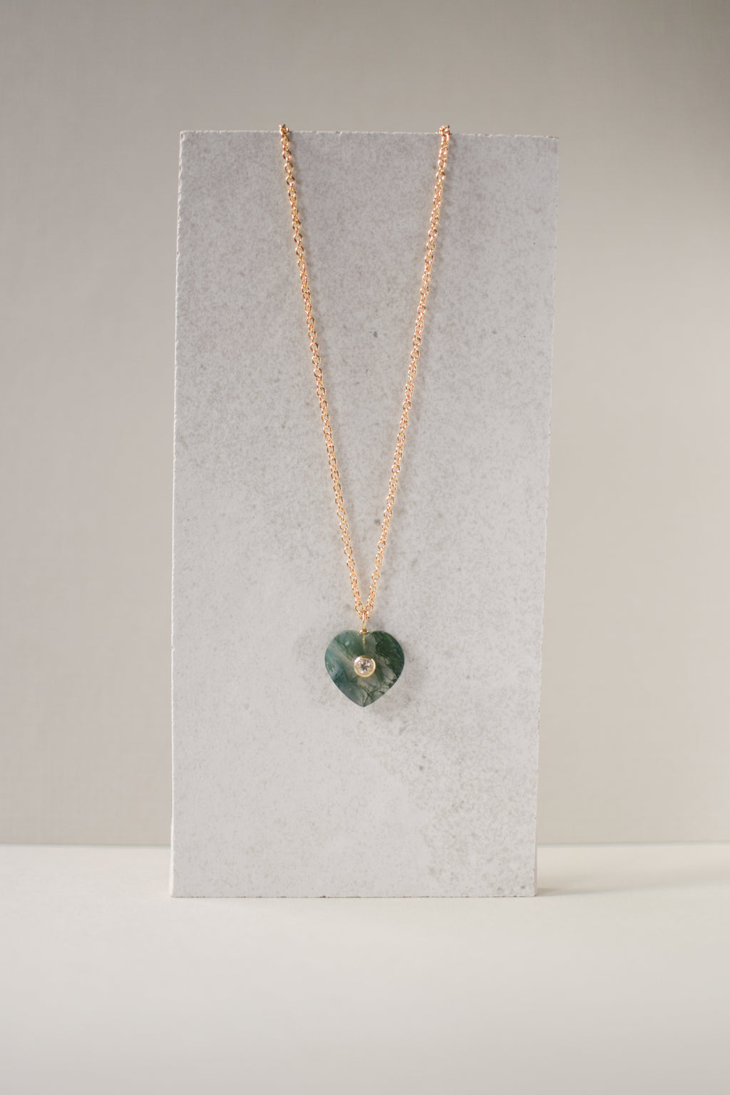 MOSS AGATE HEART NECKLACE