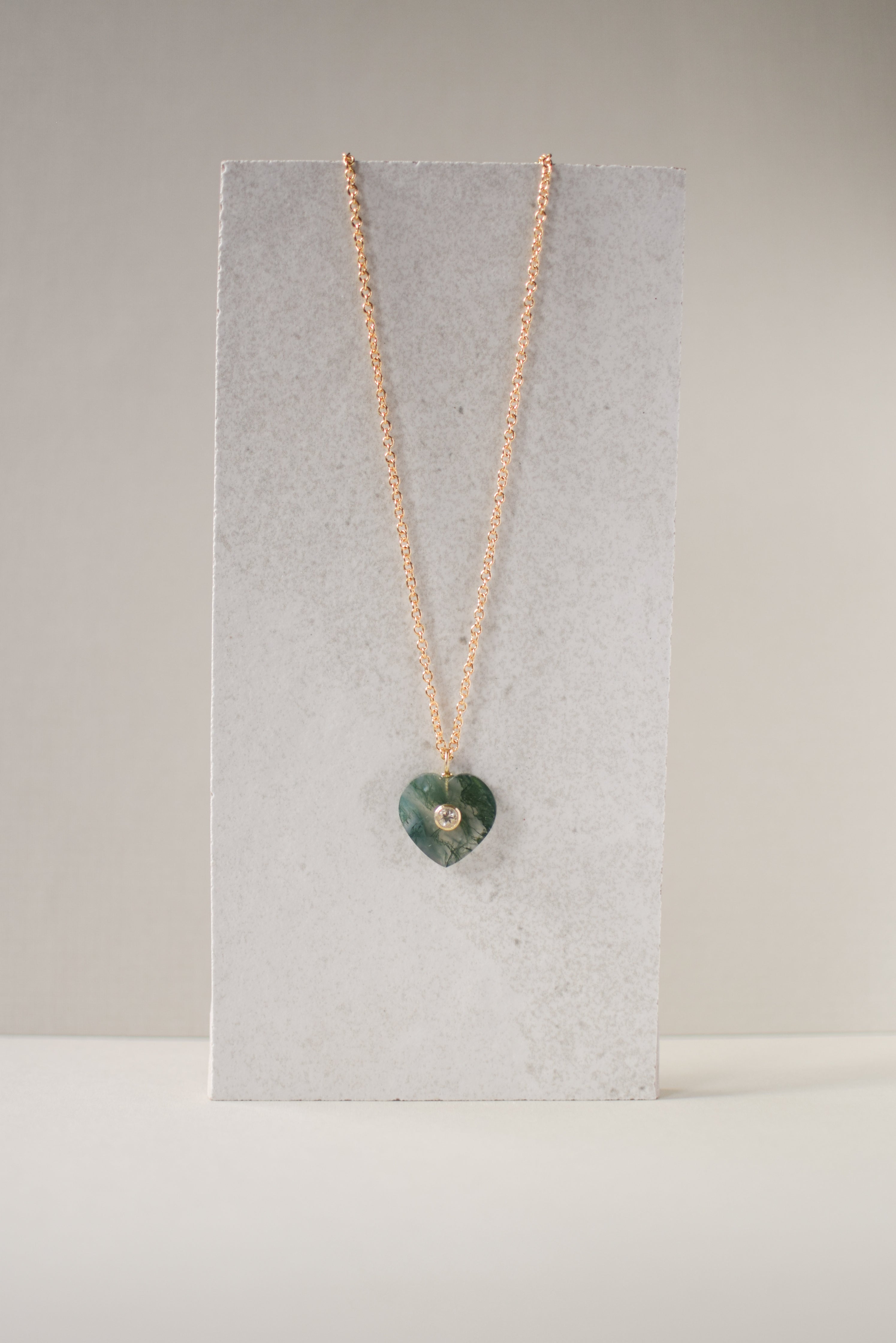 MOSS AGATE HEART NECKLACE