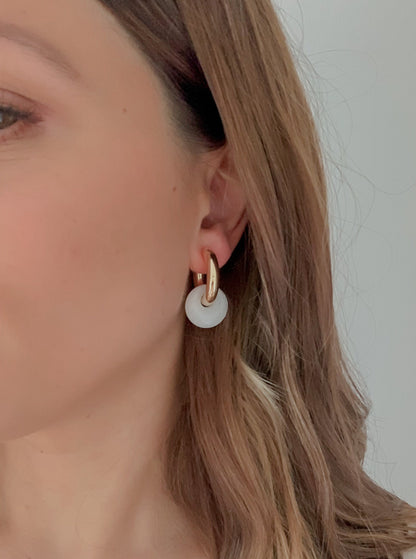 WHITE JADE CHUNKY HOOPS