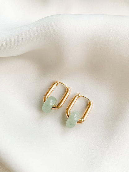 GREEN AVENTURINE MINIMAL HOOPS