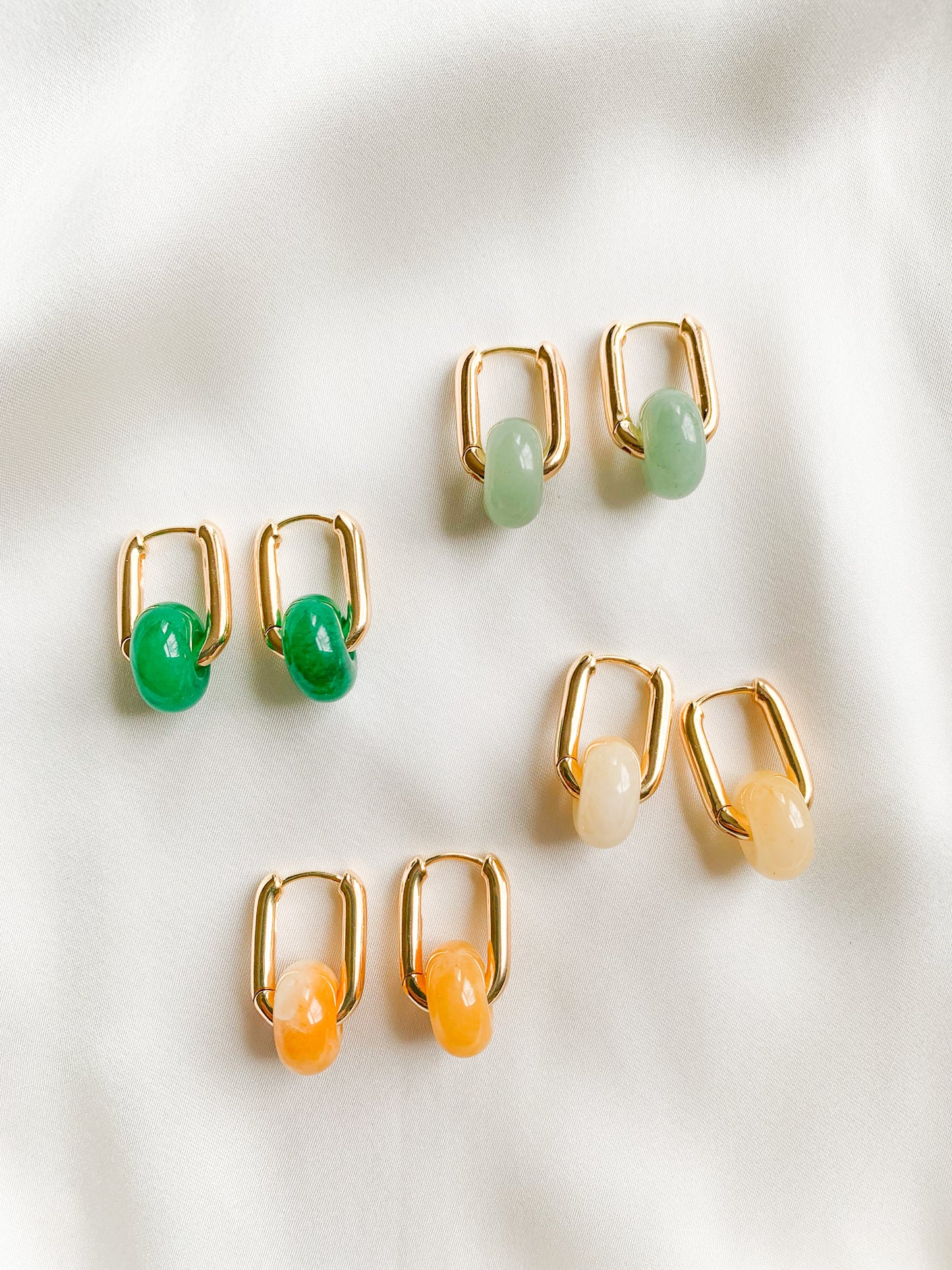 GREEN AVENTURINE MINIMAL HOOPS