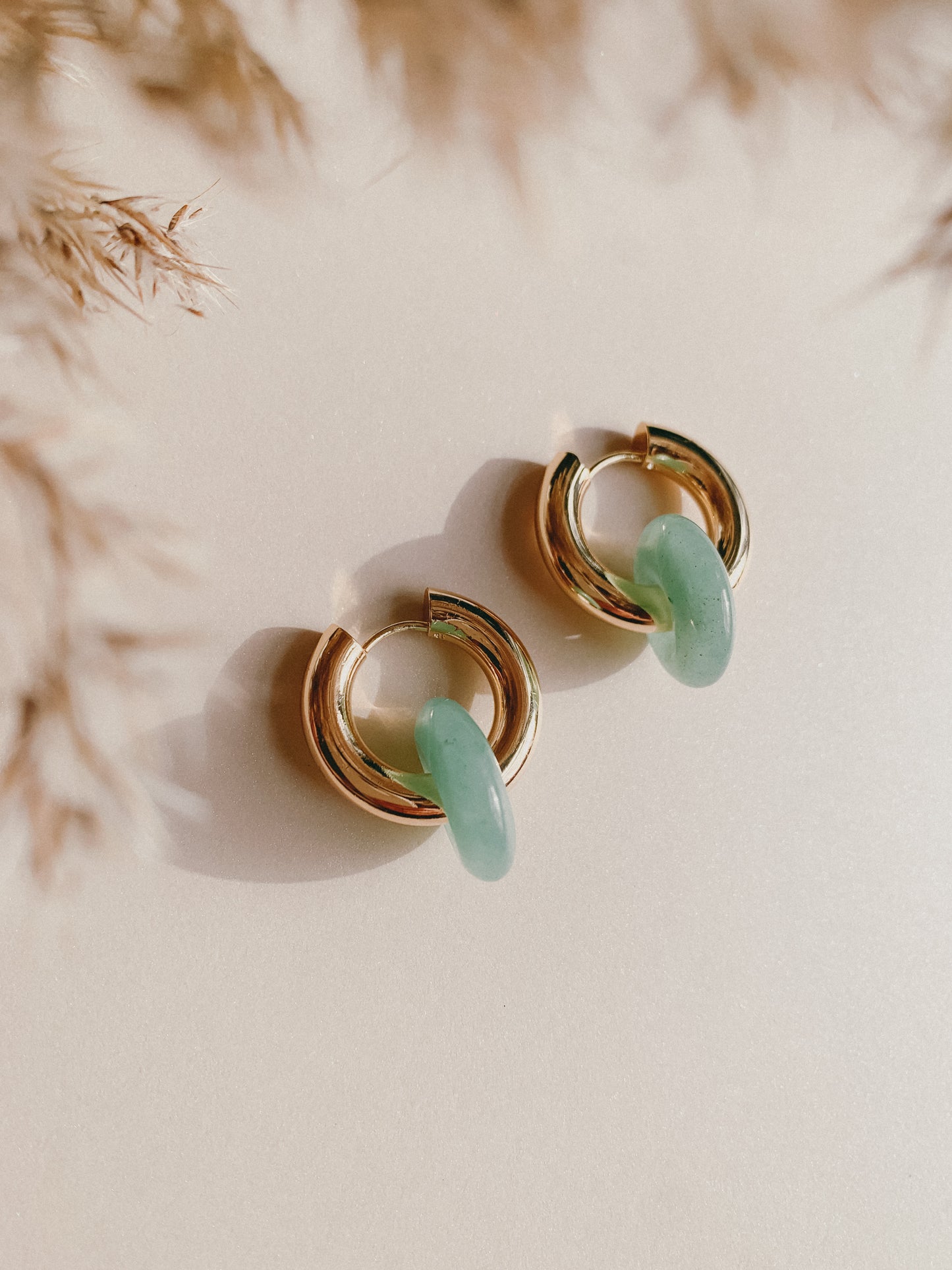 GREEN AVENTURINE CHUNKY HOOPS