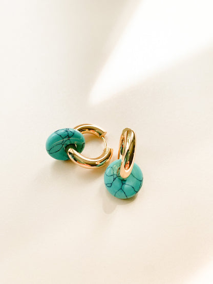 BLUE TURQUOISE CHUNKY HOOPS