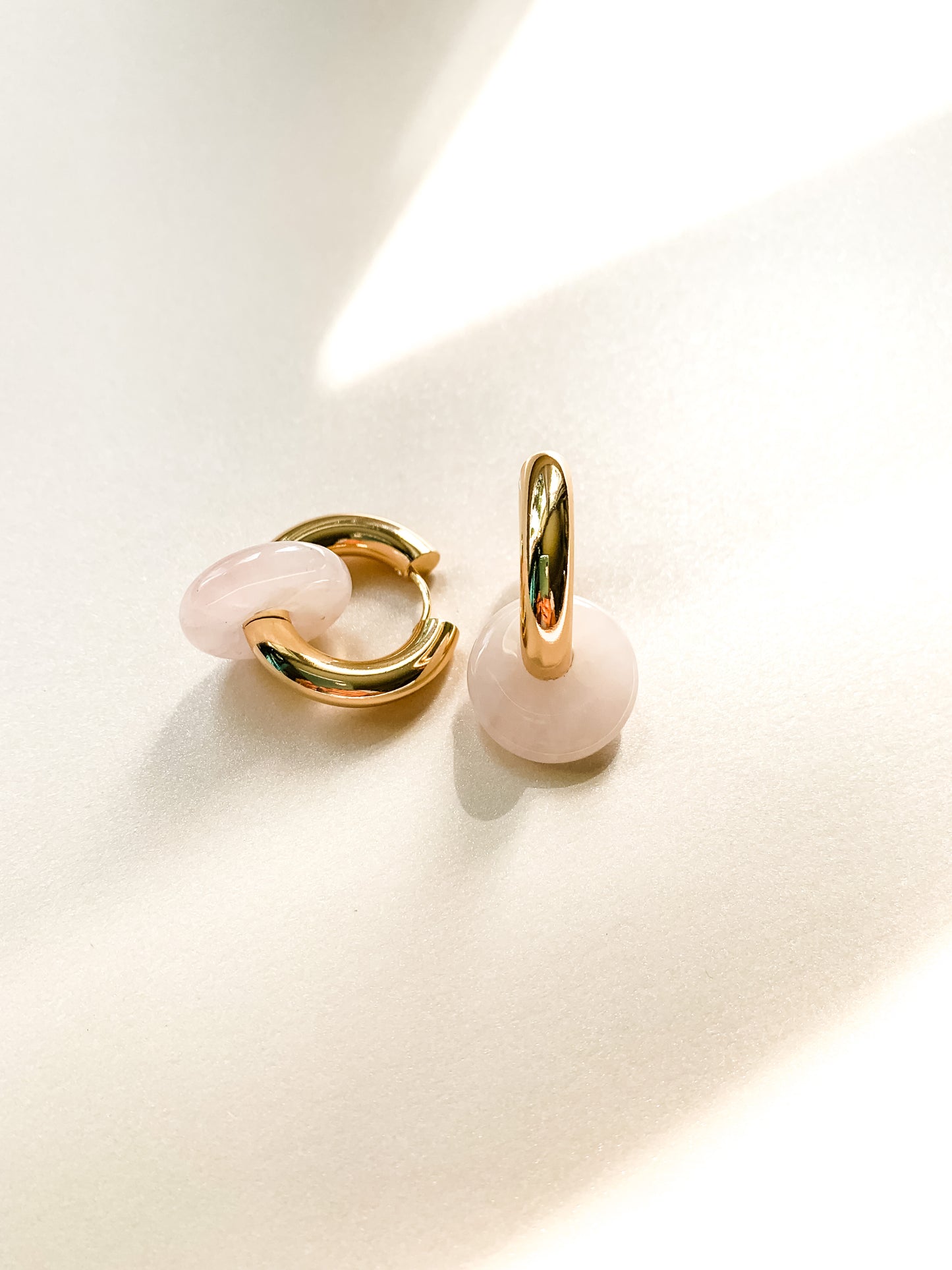 ROSE QUARTZ CHUNKY HOOPS