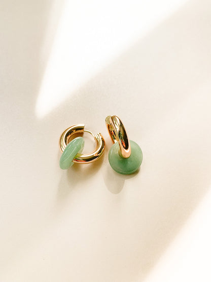 GREEN AVENTURINE CHUNKY HOOPS