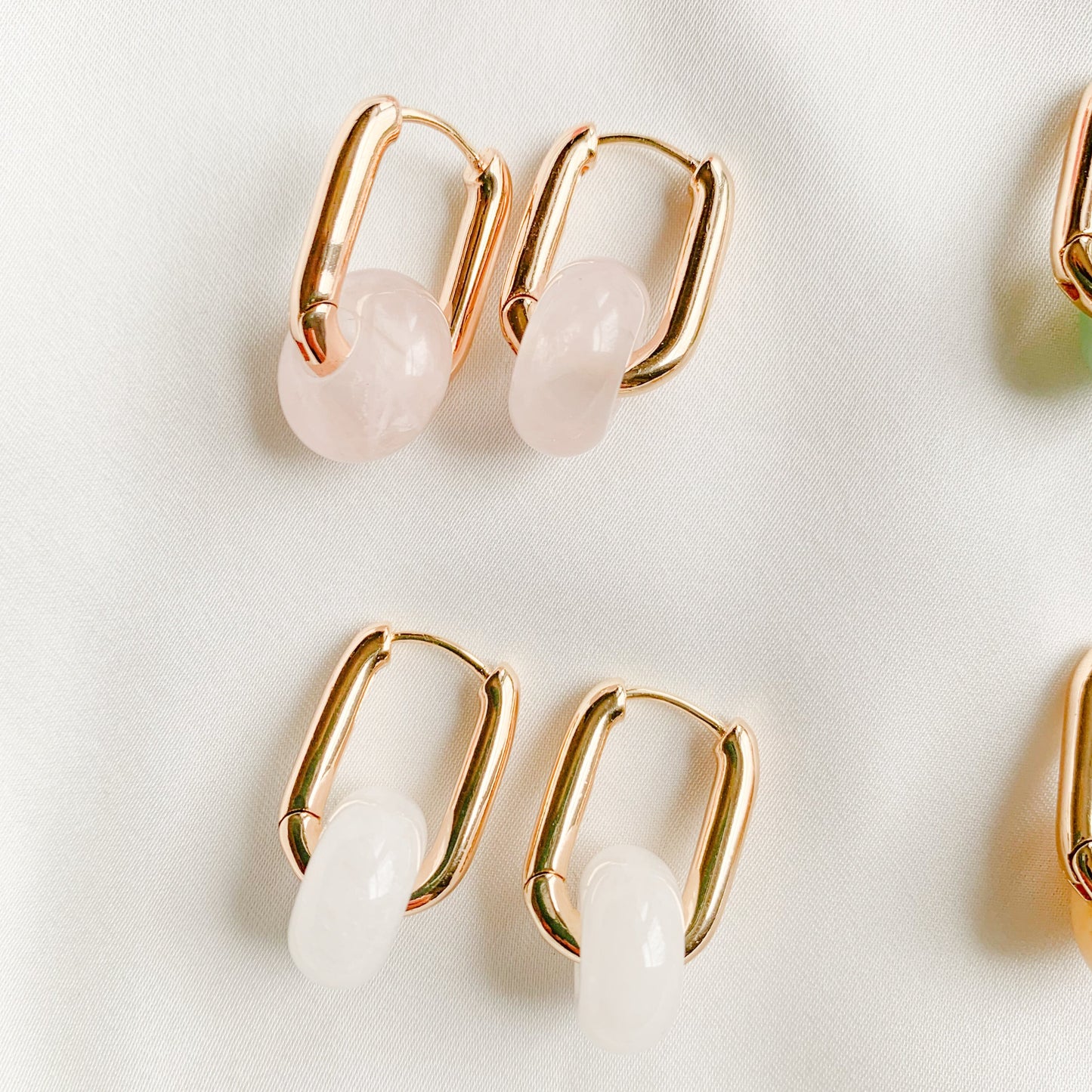 ROSE QUARTZ MINIMAL HOOPS