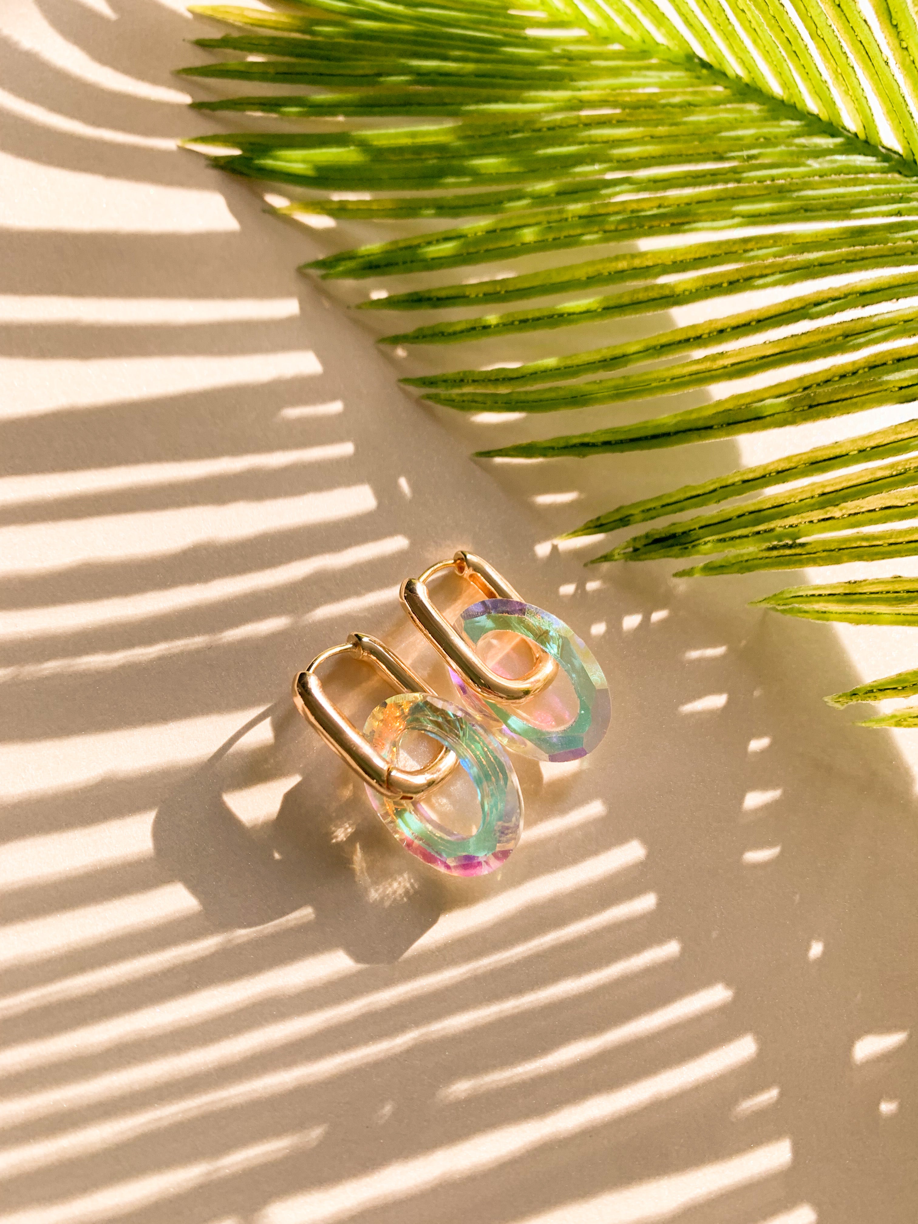 FACETED CRYSTAL HOOPS