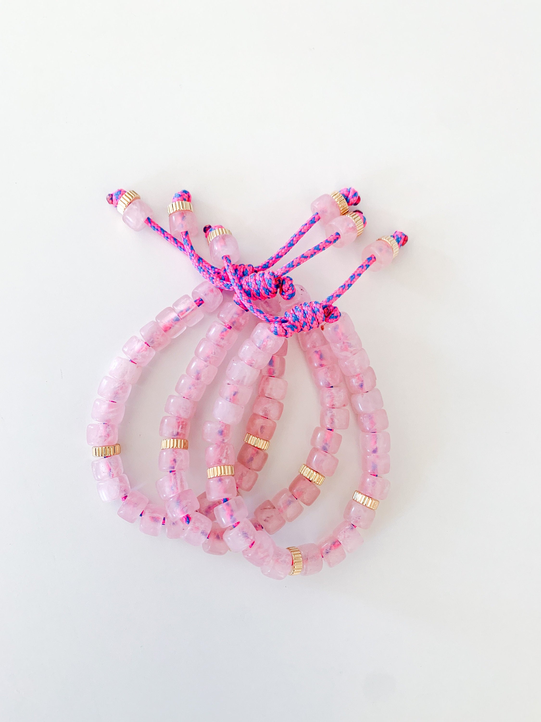 Neon Rose Quartz Bracelet | Gemstone Beaded Bracelet | Stone Pony Beads | Custom Designs | Trendy Gemstone Bracelet