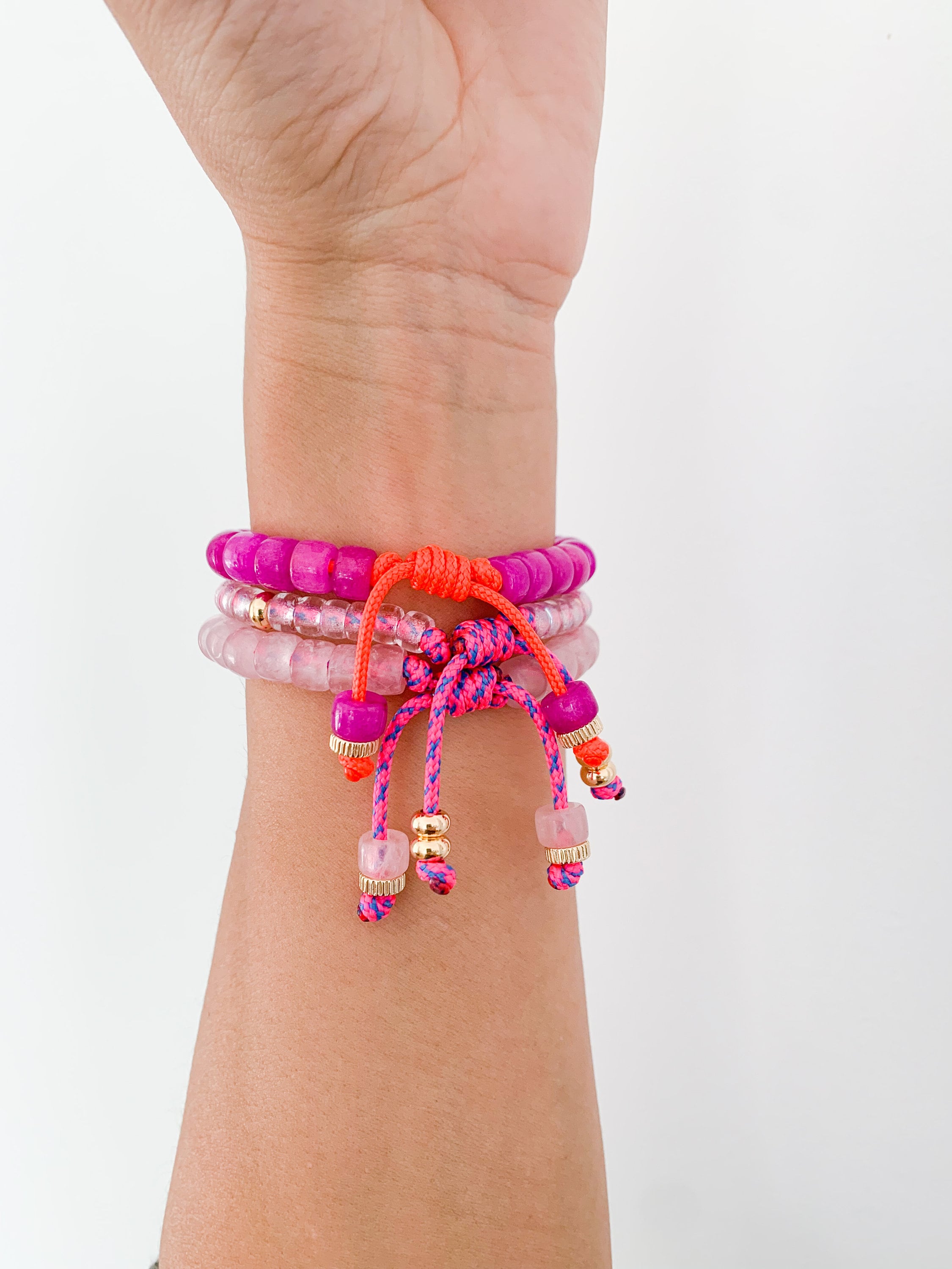 Neon Rose Quartz Bracelet | Gemstone Beaded Bracelet | Stone Pony Beads | Custom Designs | Trendy Gemstone Bracelet